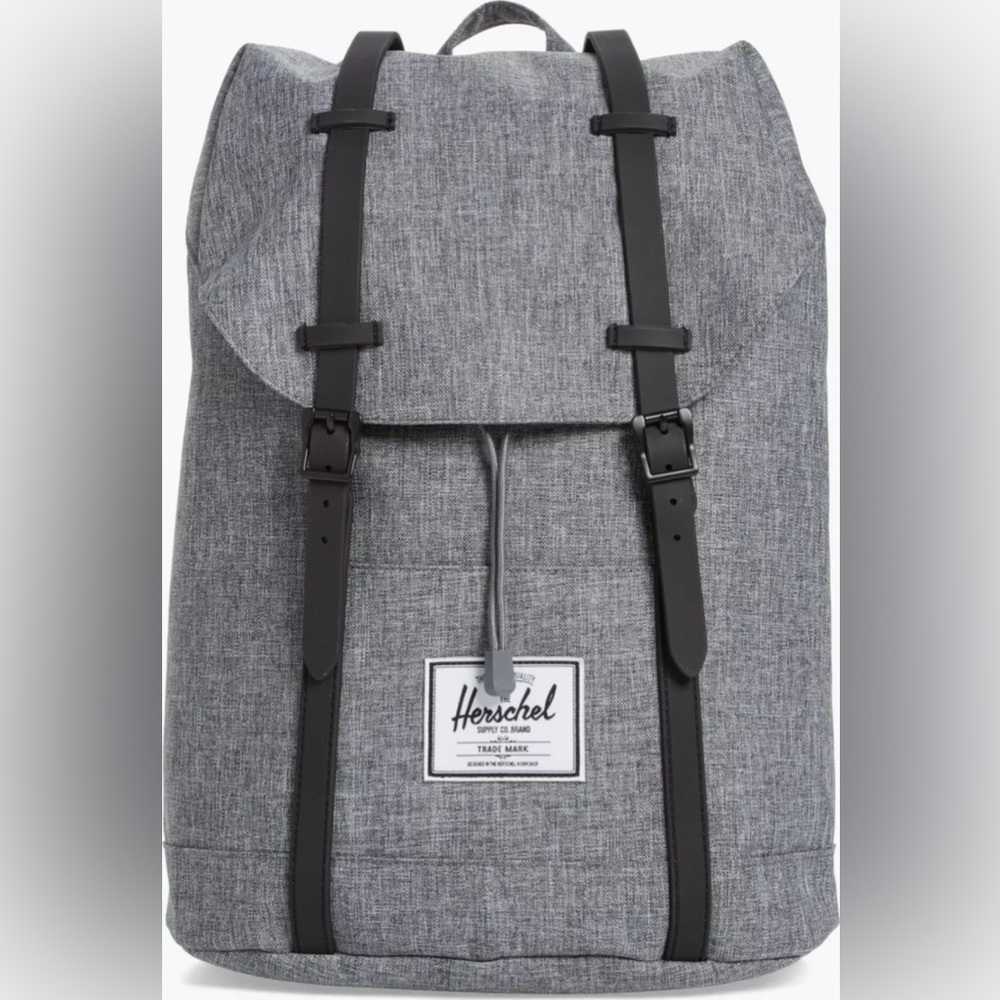 Herschel Supply - Retreat Canvas Laptop Backpack - Raven Crosshatch Black - New
